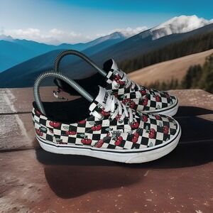 Vans Doheny Checkerboard Cherries Black‎ White Low Top Sneakers Shoes Women's 6